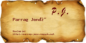 Parrag Jenő névjegykártya